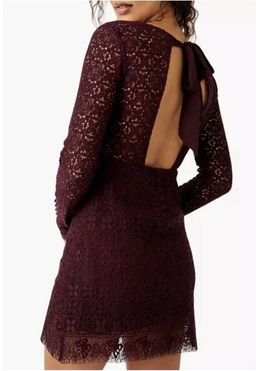 Free People Dresses & Skirts - Free People Honey Honey Lace Long Sleeve Mini Dress in Potent